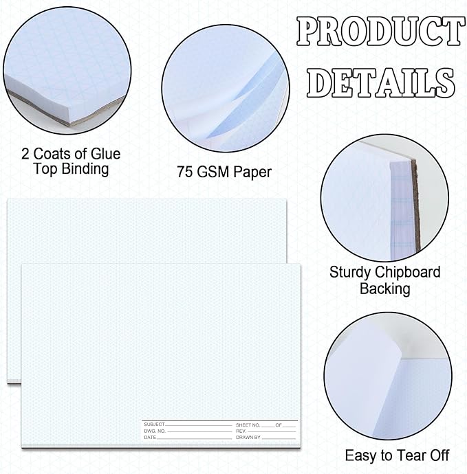2 Pack 100 Sheets 11" x 17" Isometric Graph Paper Pad Landscape for 3D Designs Architecture Landscaping Engineering Drafting (Landscape)
