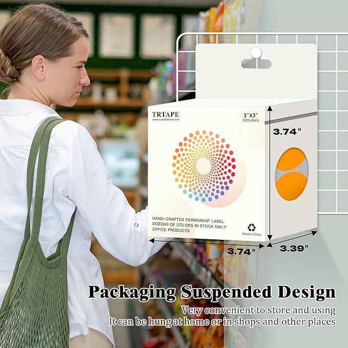 3 Inch Round Colored Dot Stickers, 2000 PCS, 4 Rolls in Dispenser Box - Orange Circle Color Coding Labels Dot Labels for Office, Home, Inventory Organizing