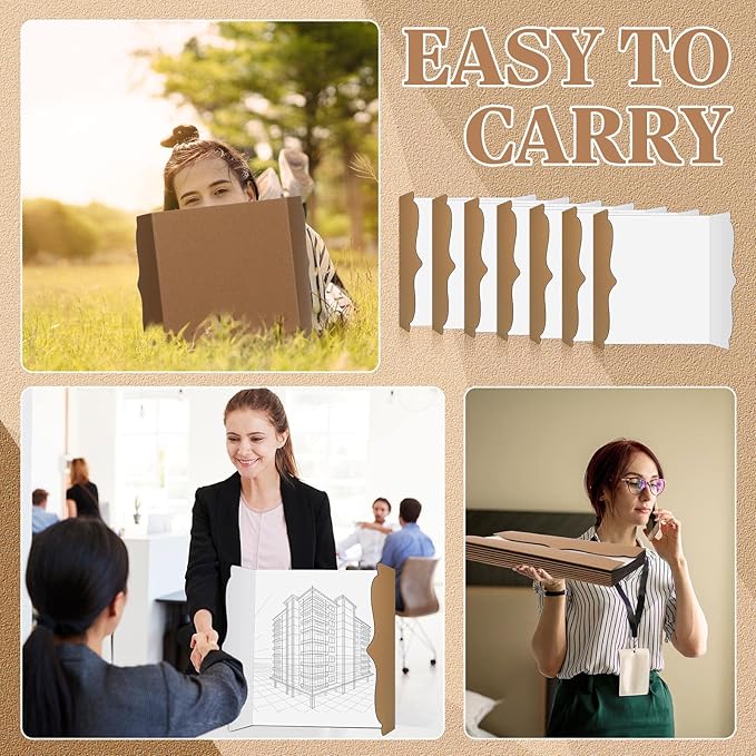 15 Pcs Trifold Presentation Board 12 x 20 Inch Trifold Poster Board Portable Science Fair Display Cardboard Foldable Posterboard for Photo Exhibition Meeting School(White)