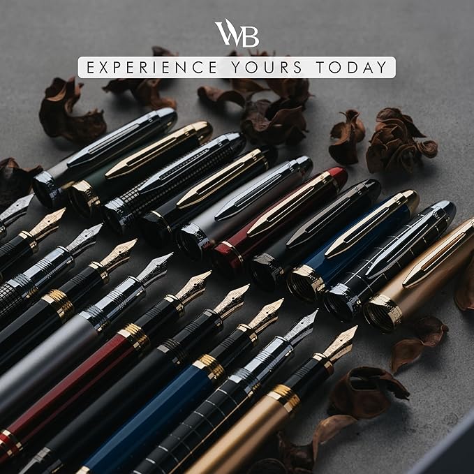 Wordsworth & Black Majesti Fountain Pen-(Black), Luxury Case, 24K Gold Finish; 18K Gilded Fine Nib-Ink Cartridges, Refillable Ink Converter-Calligraphy Pen-Best Business Gift Set for Men & Women