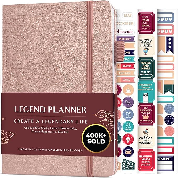 Legend Planner – Weekly & Monthly Life Planner to Hit Your Goals & Live Happier. Organizer Notebook & Productivity Journal. A5 (Rose Gold Gold)