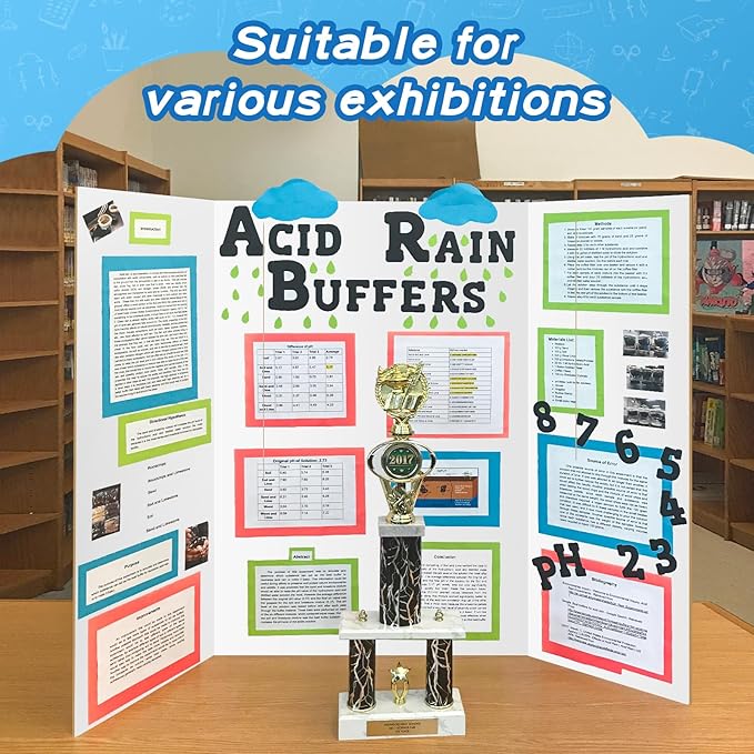 VinTS 36" x 48" 2 Pack Large Trifold Poster Board, White Corrugated Project Display Boards for Science Fair, School Projects,Photo Displays