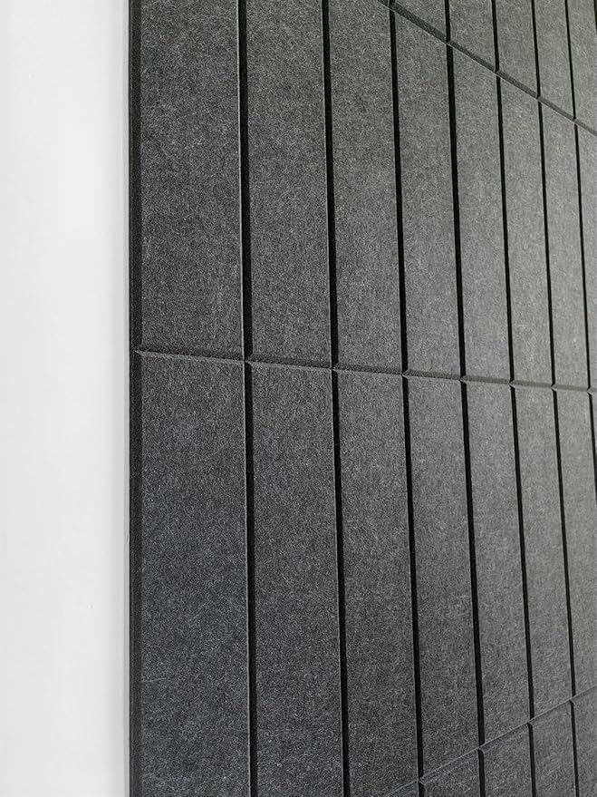DECORITA Felt Bulletin Board Tiles | Modern Cork Board Alternative | Large Cork Boards for Walls | Aesthetic Felt Wall Panels for Office & Home Decor | Pinboard & Photo Board (12-Pack) | Gray Black