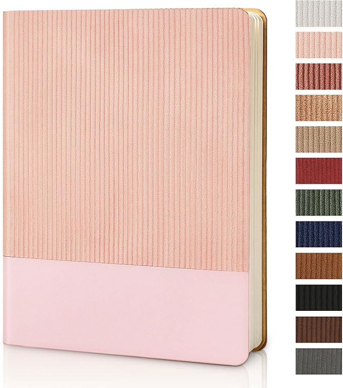 TSFPapier Lined Journal Notebook for Work College Ruled Note Book 7.2"x9.6"B5 PU Leather Daily Journaling 160 Pages for Women Men Writing Home School Supplies Business (Pink)