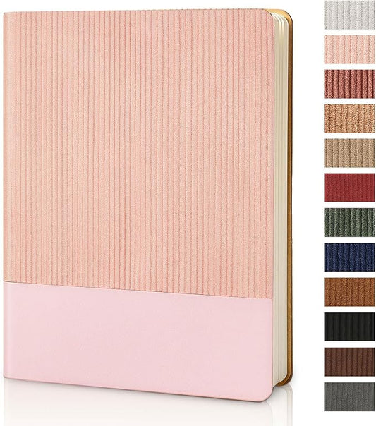 TSFPapier Lined Journal Notebook for Work College Ruled Note Book 7.2"x9.6"B5 PU Leather Daily Journaling 160 Pages for Women Men Writing Home School Supplies Business (Pink)