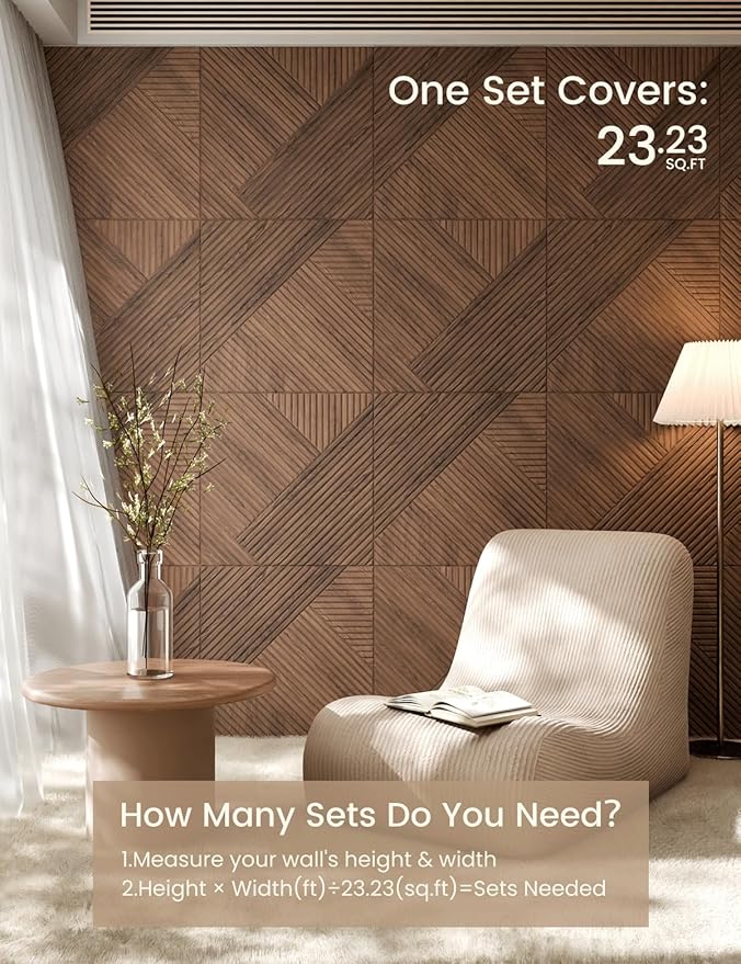 Fluxynara Large Felt Bulletin Board,Cork Board Alternative 70.87'' x 47.24'' Art Acoustical Wall Panels-6 Pack with 60 Adhesive Tabs,for Recording Studio/Home Offices-Walnut/Diamond