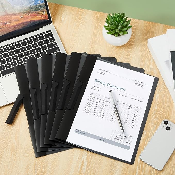 Maitys 50 Pack Durable Clear Report Covers with Rotary Clip 11 x 9 in Letter Size Presentation Folders Transparent Front Cover Portfolio Folder Resume Folder Interview Report Folders (Black)