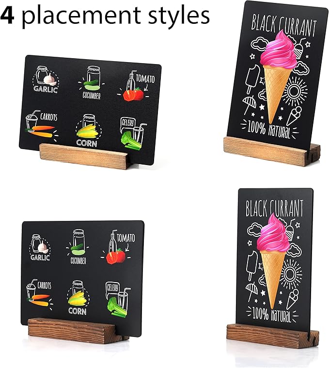 YEEON 3 Pack 5x7 in Chalkboard Sign Small Blackboard Decorative with Wood Base