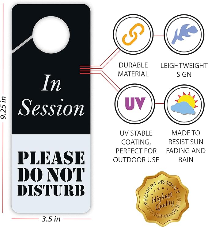 Business Design Do Not Disturb Sign - In Session, 2 Pack, Double Sided, Ideal for Offices, Online Sessions and Meetings, Online Classes, Home Offices, Counseling, Clinics, Therapy, Massage sessions