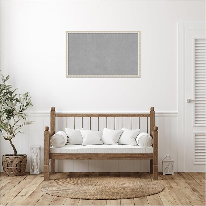 Amanti Art Silver Framed Magnetic Board 26x42 Large Vision Board for use with Magnets, 100% Metal Sheet to Display Items as Office Decor or for Home Organization in mudroom, Kitchen or Kids Room