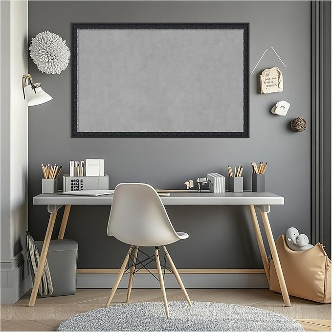 Amanti Art Black Framed Magnetic Board 22x34 Large Vision Board for use with Magnets, 100% Metal Sheet to Display Items as Office Decor or for Home Organization in mudroom, Kitchen or Kids Room