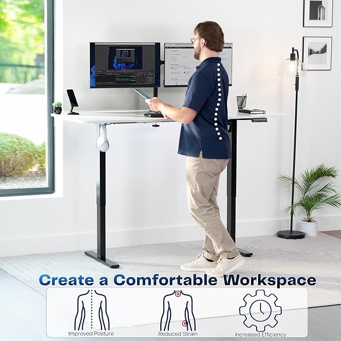 VIVO Electric Dry Erase 71 x 30 in Standing Desk, Memory Height Adjustment, 1B Series, Holds 220 lbs, Whiteboard Top Black Frame, DESK-KIT-1B7WE