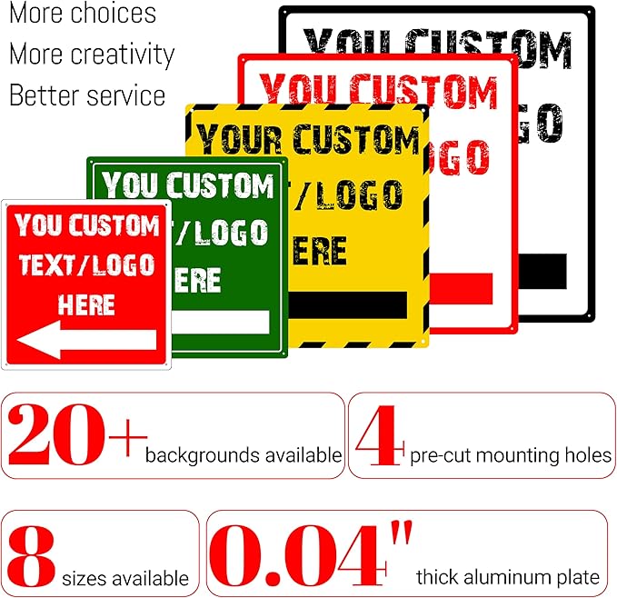 Custom Square Directional Signs - 8 * 8 inches - Corporate logos/warning text, for indoor and outdoor use