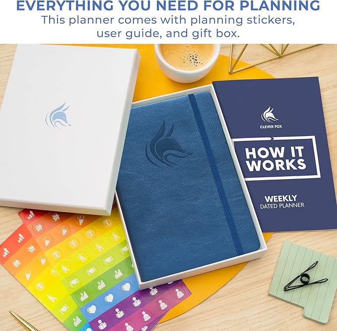 Clever Fox Dated Planner 2026-2027 – Weekly Life Planner Notebook for Time Management – Planner with Habits Tracker & To-Do List (Mystic Blue)
