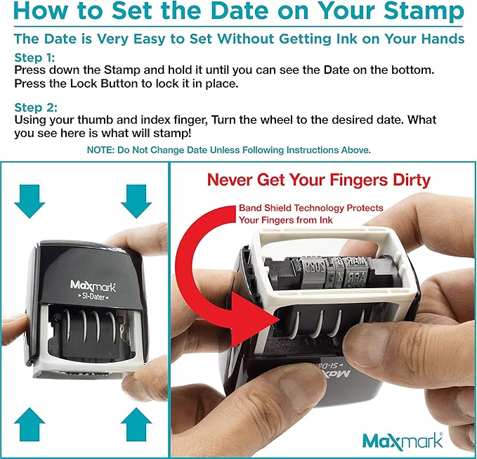 MaxMark Dater 4000 Self Inking Date Stamp - Green