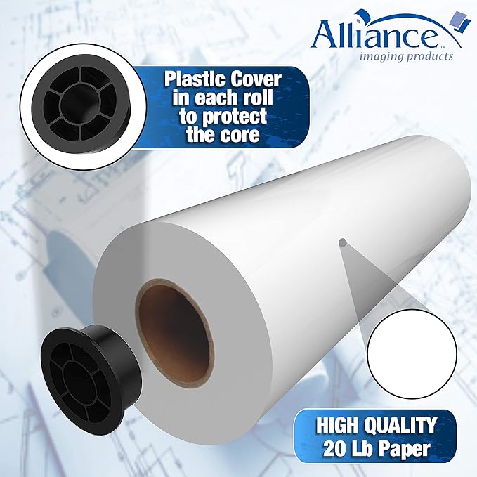 Alliance Wide Format Paper 30” x 500’ Rolls Bond Engineering 92 Bright 20lb - 45 Rolls per Pallet with 3” Core