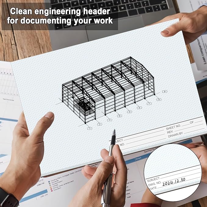 2 Pack 100 Sheets 11" x 17" Isometric Graph Paper Pad Landscape for 3D Designs Architecture Landscaping Engineering Drafting (Landscape)