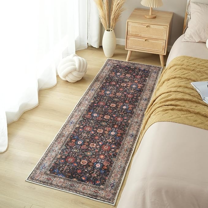 Rugcomf Runner Rug for Hallways Kitchen Rug Non Slip 2'6''x8' Washable Rugs with Rubber Backing Soft Carpet Runner for Hallways, Kitchen, Laundry, Bedroom, Bathroom (Dark Espresso)