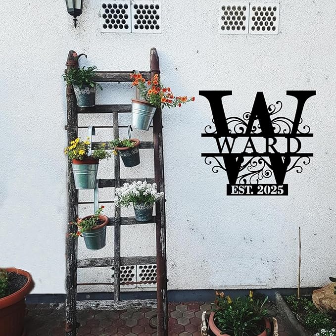 Family Name Sign Metal, Custom Last Name Plaque with Established Year and Initials, Home Decor Wall Art for Living Room, Office, Porch
