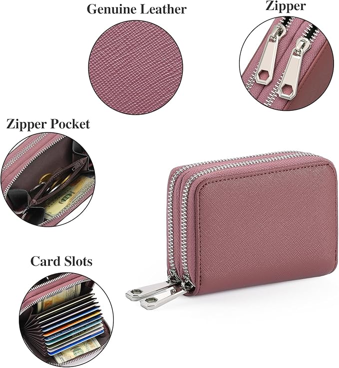GOIACII Small Genuine Leather Wallet for Women, RFID Blocking Credit Card Holder Wallet