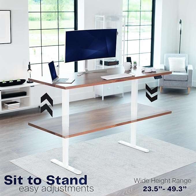 VIVO Electric Dual Motor Stand Up Desk Frame for 40 to 85 inch Table Tops, Frame Only, 3 Stage Height Adjustable DIY Workstation with Memory Controller, White, DESK-V103EW