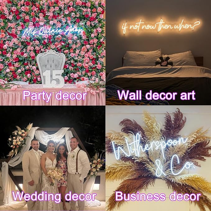 Custom Neon Sign Wedding Last Name, Plug/Battery Operated Neon Lights Customizable for Backdrop Reception, Hanging Personalized Lighted LED Signs for Bar Business, Party, Kids Room Bedroom Wall Decor
