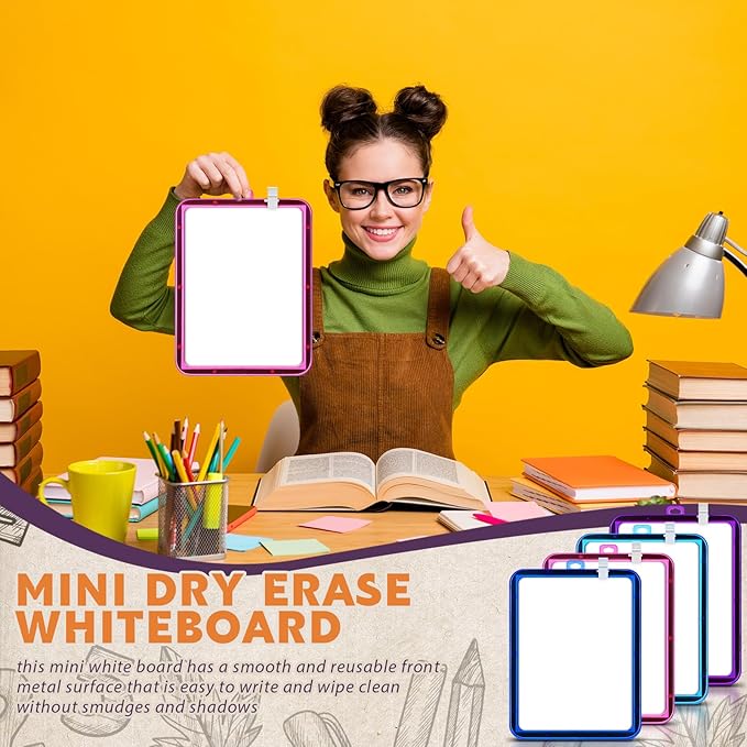 Outus 10 Pcs Dry Erase Mini White Boards Bulk 8.5 x 11'' Small Magnetic Whiteboard Double Sided Colored Writing Boards for Kids Students Locker Fridge(Clear Colorful)