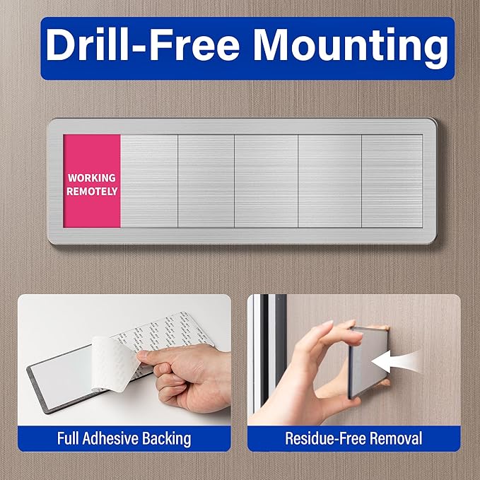 Office Door Signs with 6 Printed Status Options – Do Not Disturb, Out of Office, In a Meeting, Please Knock, Work from Home, Back Soon – Includes Custom Personalized Blank Sticker for Privacy Workspace or Studio Available and Away