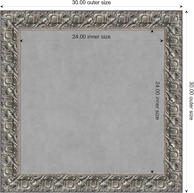 Amanti Art Silver Framed Magnetic Board 30x30 Medium Vision Board for use with Magnets, 100% Metal Sheet to Display Items as Office Decor or for Home Organization in mudroom, Kitchen or Kids Room