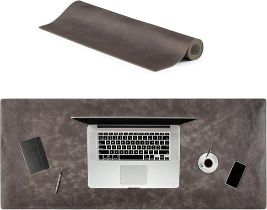 Node Leather Calfskin Leather Desk Pad – Executive Office Desk Mat with Non-Slip Bottom – Smooth Surface for Mouse & Keyboard – Wide Desk Protector 15 3/4" x 38"