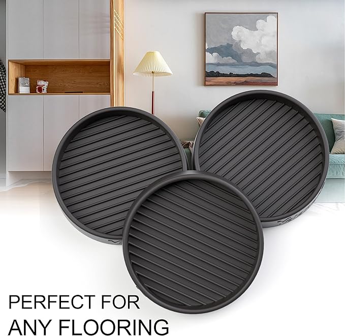 Yelanon Furniture Coasters - 8 Pcs 3”Round Furniture Caster Cups - Non Slip Pads Hardwood Floors Non Skid Grippers Rubber Furniture Feet - Anti Slide Floor Protector for Bed Couch Stoppers Black