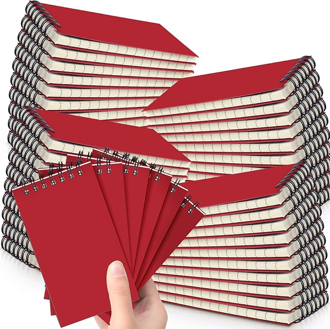 Tenceur 54 Pcs Pocket Notebook Small 3 x 5 Inch Red Spiral Notepads Mini Top Bound Notebook with Lined 120 Pages Ruled Memo Pads for Office College Nurse Essentials Back to School Gift
