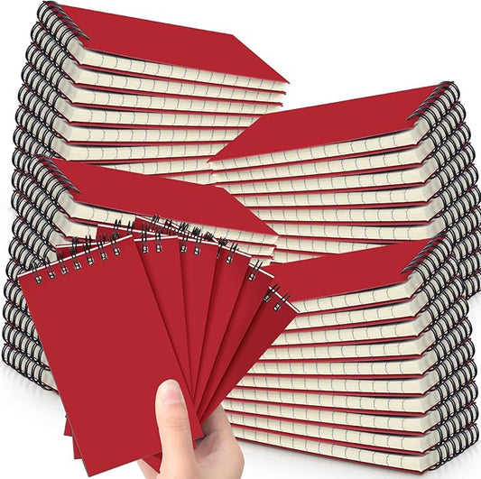 Tenceur 54 Pcs Pocket Notebook Small 3 x 5 Inch Red Spiral Notepads Mini Top Bound Notebook with Lined 120 Pages Ruled Memo Pads for Office College Nurse Essentials Back to School Gift