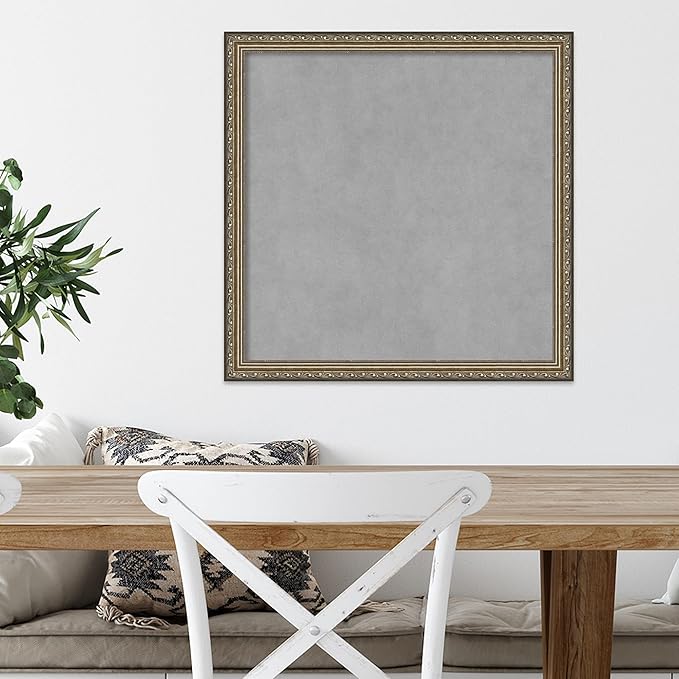 Amanti Art Silver Framed Magnetic Board 22x22 Medium Vision Board for use with Magnets, 100% Metal Sheet to Display Items as Office Decor or for Home Organization in mudroom, Kitchen or Kids Room