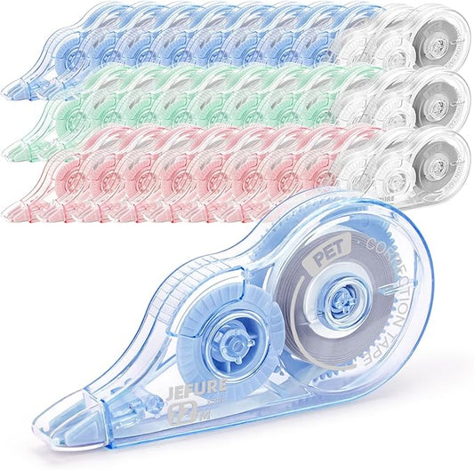 JEFURE 30 Pcs Colorful Core Correction Tape, 39.37 Ft White Wrong Out Tear-Resistant Bulk, Instant Corrections Easy to Use Applicator for School, Office, Note Taking, Journal (Tape Width 0.2 in)