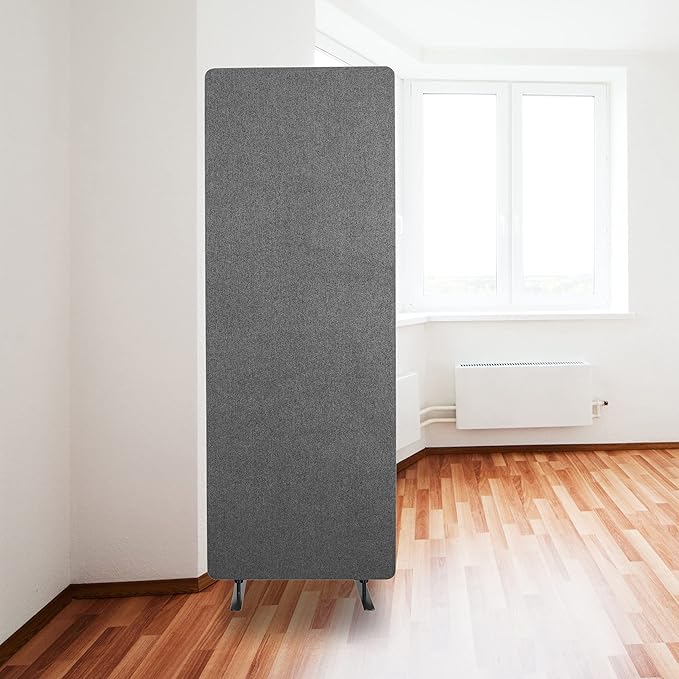 Stand Up Desk Store ReFocus Freestanding Noise Reducing Acoustic Room Wall Divider Office Partition (Ash Gray, 23.6" x 66", Stand-Alone Panel)