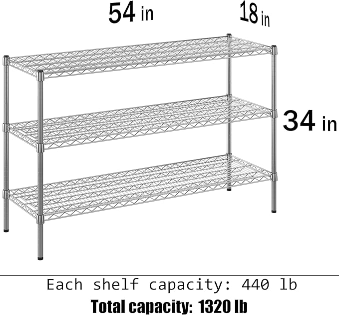 Regal Altair 18" Deep x 54" Wide x 34" Height Wire Shelving Kit | 3-Tier | NSF Commercial Storage Rack Unit