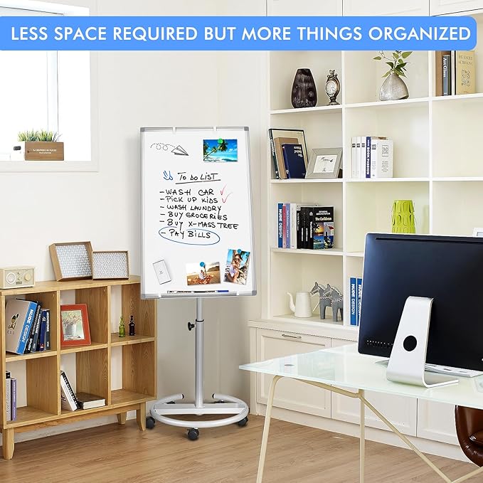 Mobile Whiteboard – 36 x 24 inches Portable Magnetic Dry Erase Board, 3' x 2' Stand Easel White Board Dry Erase Easel Standing Board with Flipchart Hooks