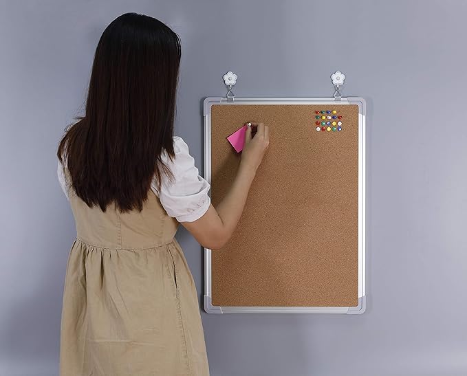 Cork Board Set for Wall - Bulletin Board Corkboard 18 x 24 in with 10 Thumb Tacks - Wall Hanging Pin Board Message Board Tack Board Organizer for Home, Office, Desk and Cubicle (18x24 Vertical)