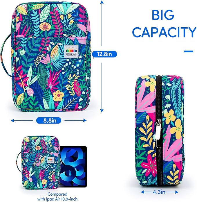 YOUSHARES 300 Slots Color Pencil Case - Pen Case Organizer with Handy Wrap & Zipper, Multilayer Holder for Prismacolor Colored Pencils & Gel Pen (Rainforest)