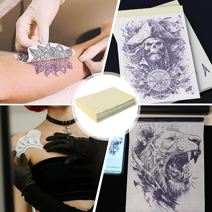 Yangna Tattoo Transfer Paper 100 Sheets Bulk A4 Thermal Stencil Paper for Tattoo Shops & Artists, 4-Layer for Copiers & Hand Drawing
