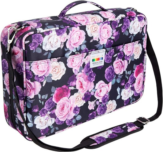 YOUSHARES 480 Slots Colored Pencil Case - Big Capacity Pen Case Organizer with Multilayer Holder large Colored Pencil Case (Purple Pink Rose)