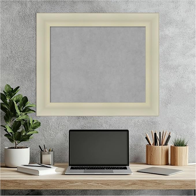 Amanti Art Silver Framed Magnetic Board 21x25 Small Vision Board for use with Magnets, 100% Metal Sheet to Display Items as Office Decor or for Home Organization in mudroom, Kitchen or Kids Room