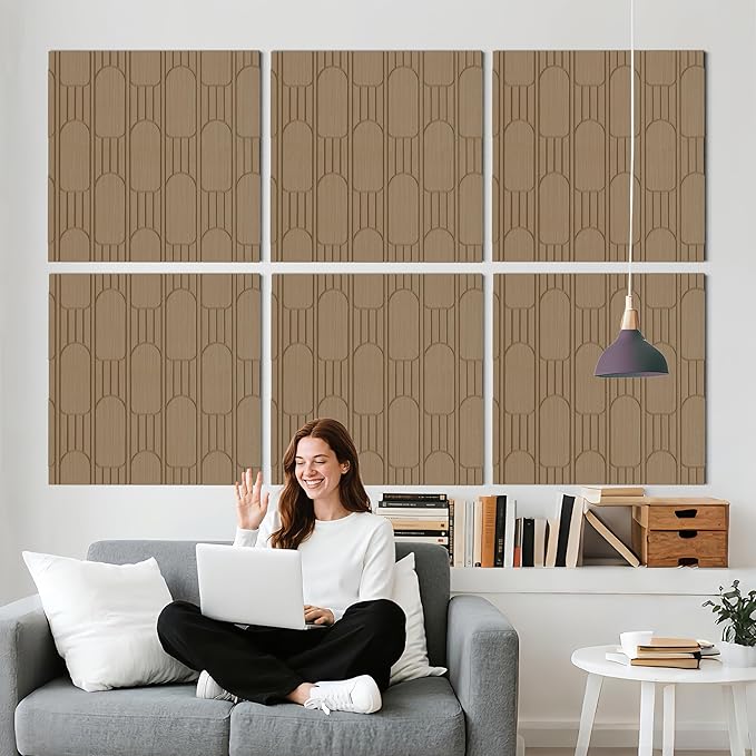 Reverbeon 6 PCS Acoustic Panels, 23.6x23.6 Inch Sound Absorbing Panels, Decorative Acoustic Wall Panels for Recording and Home Studio, Office with Double-Sided Adhesive Tape