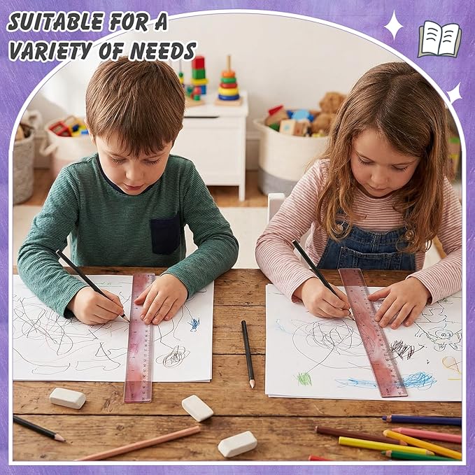 ForraFun 120 Pcs 12 Inch Plastic Ruler Bulk Colorful Transparent Ruler with Imperial and Metric Scales for Back School Office Supplies Home Tool Operation Measuring Drawing(Oil Painting Colors)