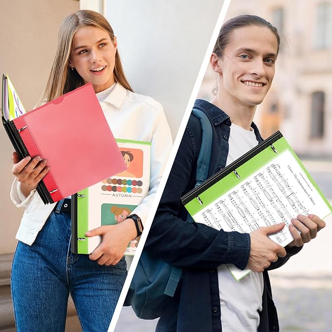 WOT I 12-Pack Telescoping 3 Ring Binder(0.75"), Expandable Flexible Binder - Patented Design for Easy Portability, Holds 160 Sheets, 4 Bright Colors, Perfect for School, Office&Home Organization
