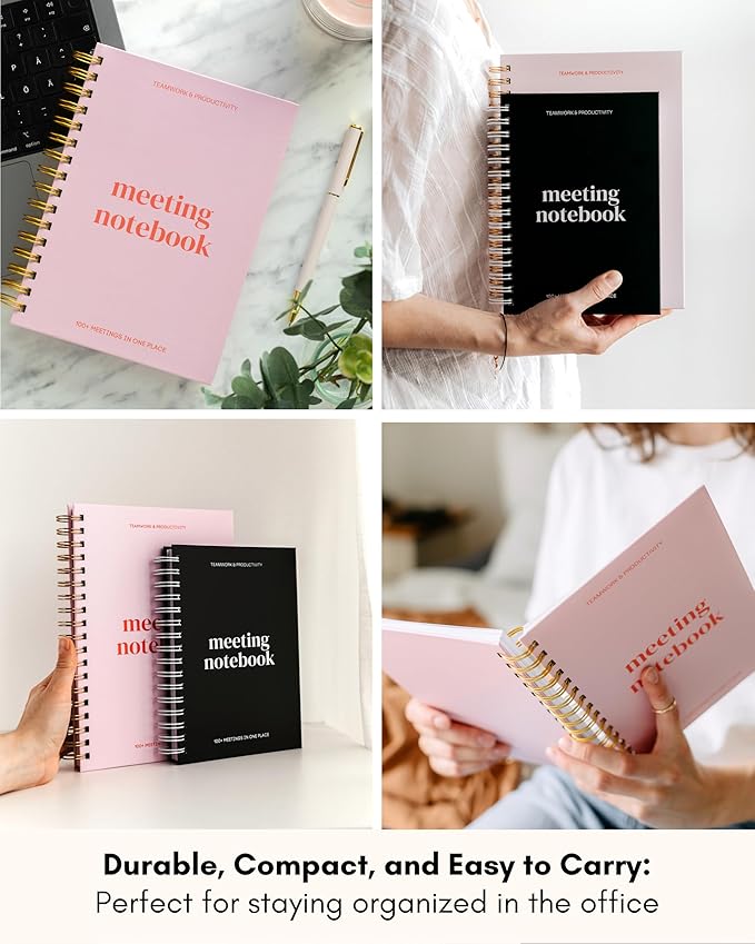 Lamare Meeting Notebook for Work Organization – Perfect Work Notebook for Note Taking, Meeting Planner and Office Supplies for Men & Women