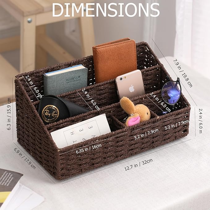 Boershun Mail Organizer Countertop, Mail Organizer, Mail Sorters, Magazine File Holder, Desk Organizer and Accessories, Dark Brown