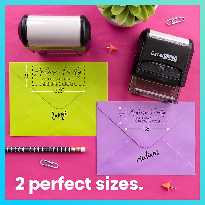 ExcelMark Personalized Return Address Stamp – Custom Self Inking Rubber Stamp (Large, Santa Catalina)