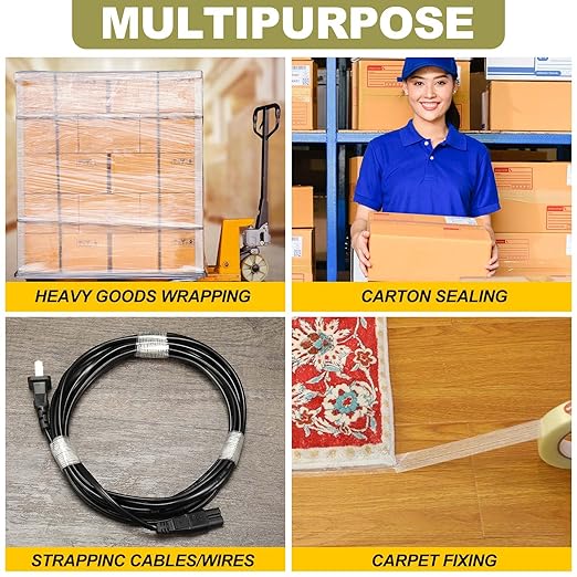 Treela 30 Rolls 1 Inch x 60 Yards Filament Strapping Tape Heavy Duty Fiberglass Reinforced Packing Shipping 5.5 Mil Transparent Tape for Sealing Binding Fixing